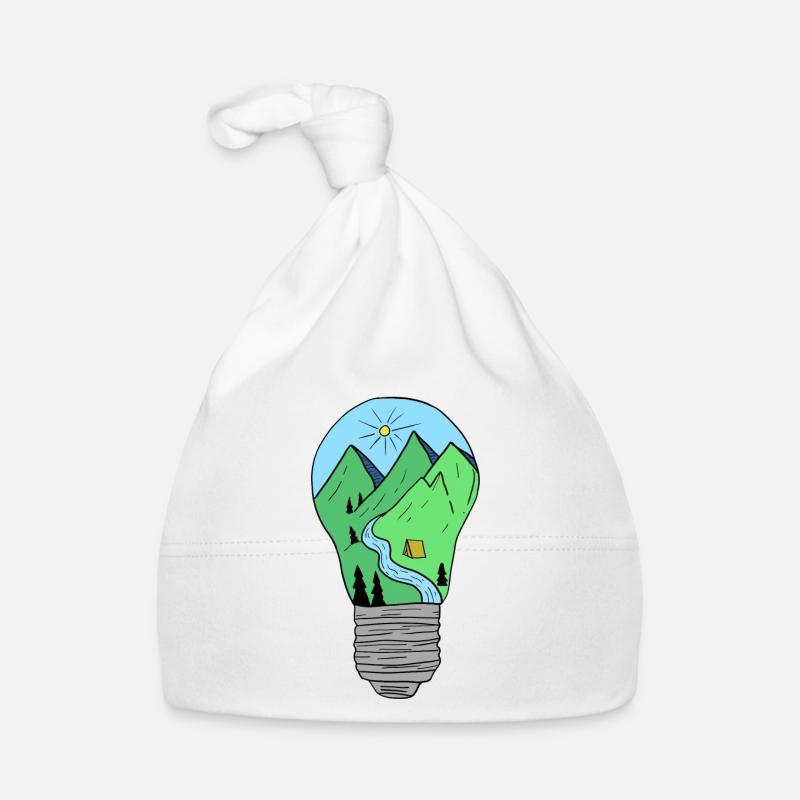 Montagnes dans une ampoule dessinée à la main de façon créative - Bonnet bio Bébé - blanc