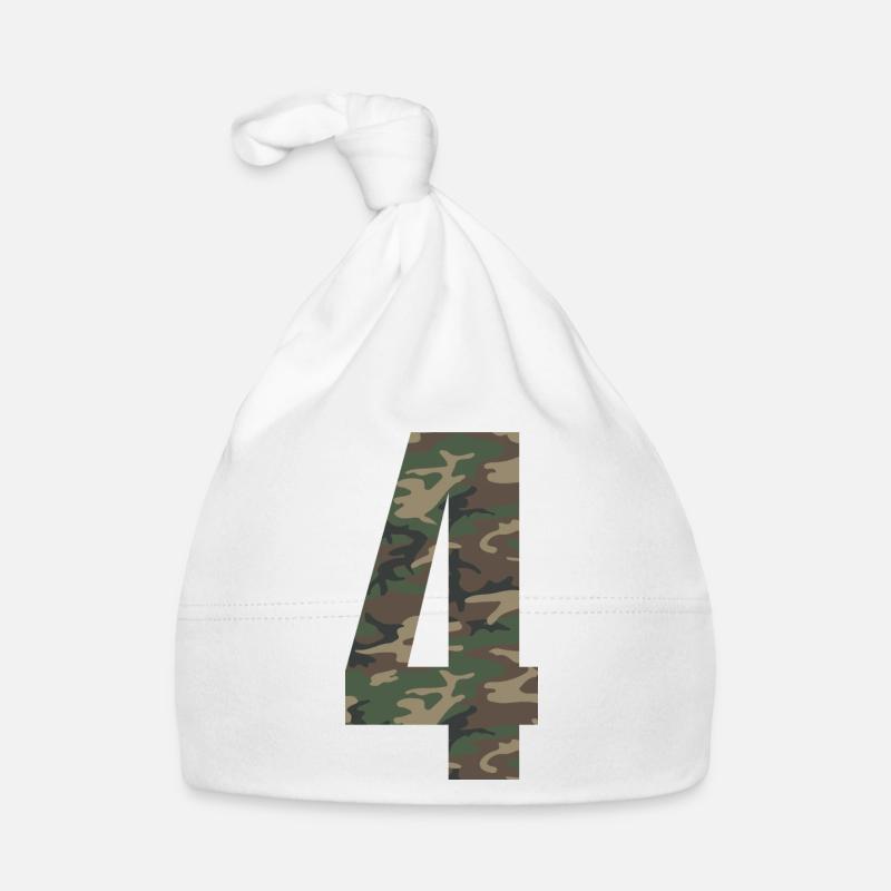 Tough number 4 in camouflage pattern! Organic Baby Cap