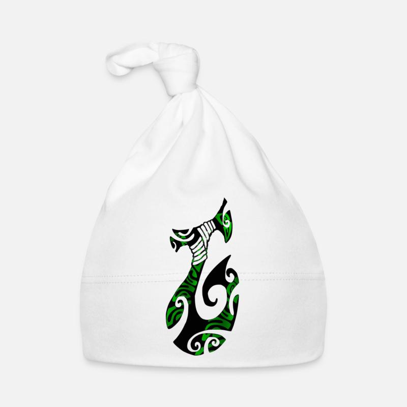 MATAU - Noir (Hameçon polynésien) - Bonnet bio Bébé - blanc