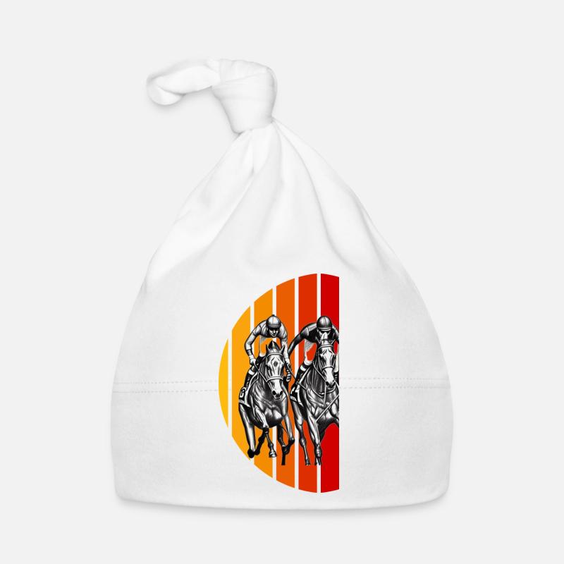 Courses de chevaux Vintage Dessin Coucher de soleil Bonnet bio Bébé