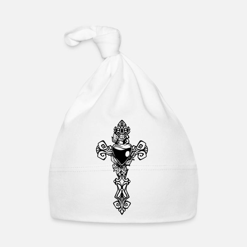 Croix gothique Bonnet bio Bébé