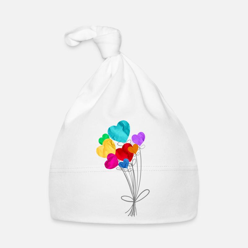 Bouquet de ballons en forme de cœurs Bonnet bio Bébé