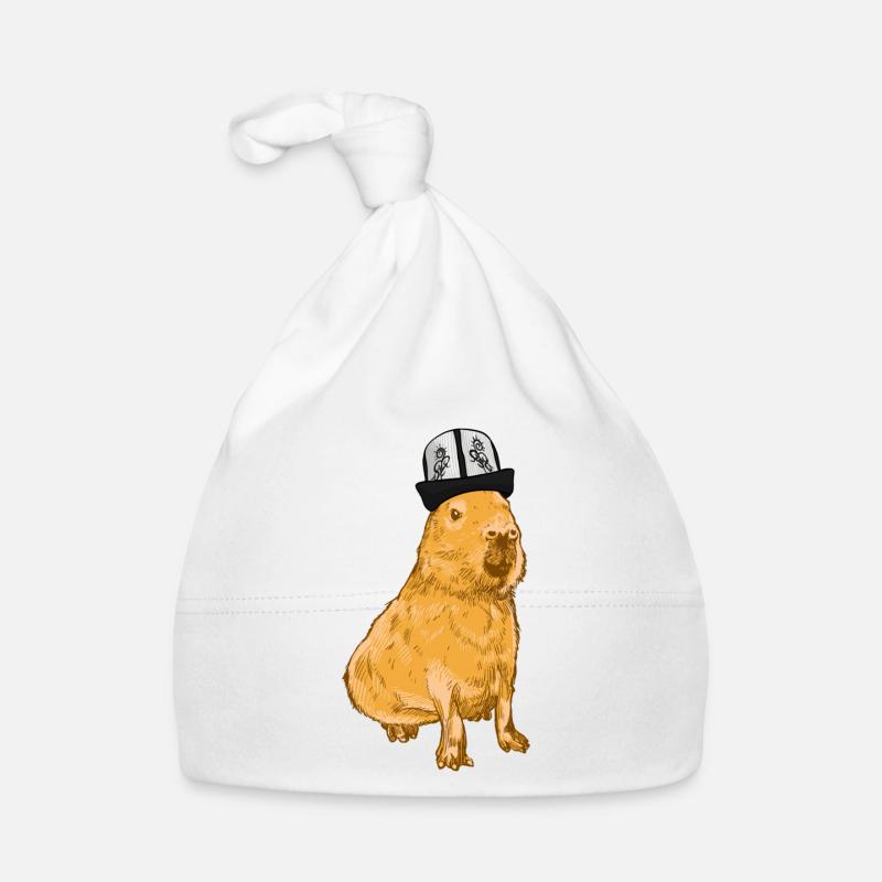 Capybara avec un drôle de chapeau Bonnet bio Bébé