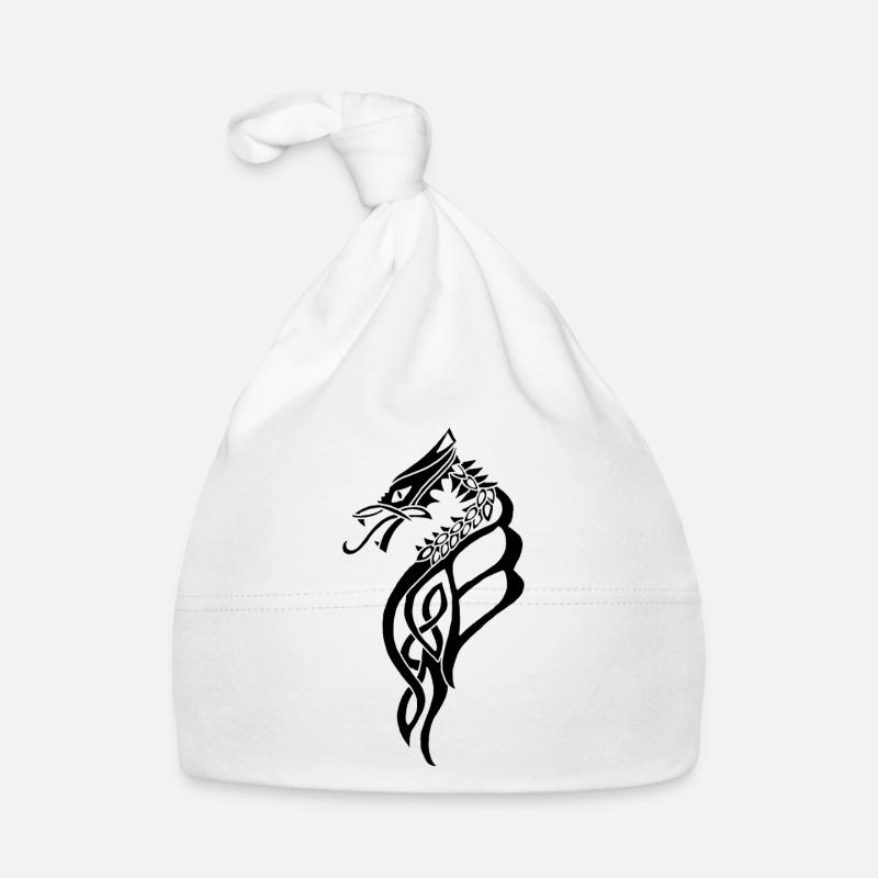 Great Black Celtic Dragon Organic Baby Cap