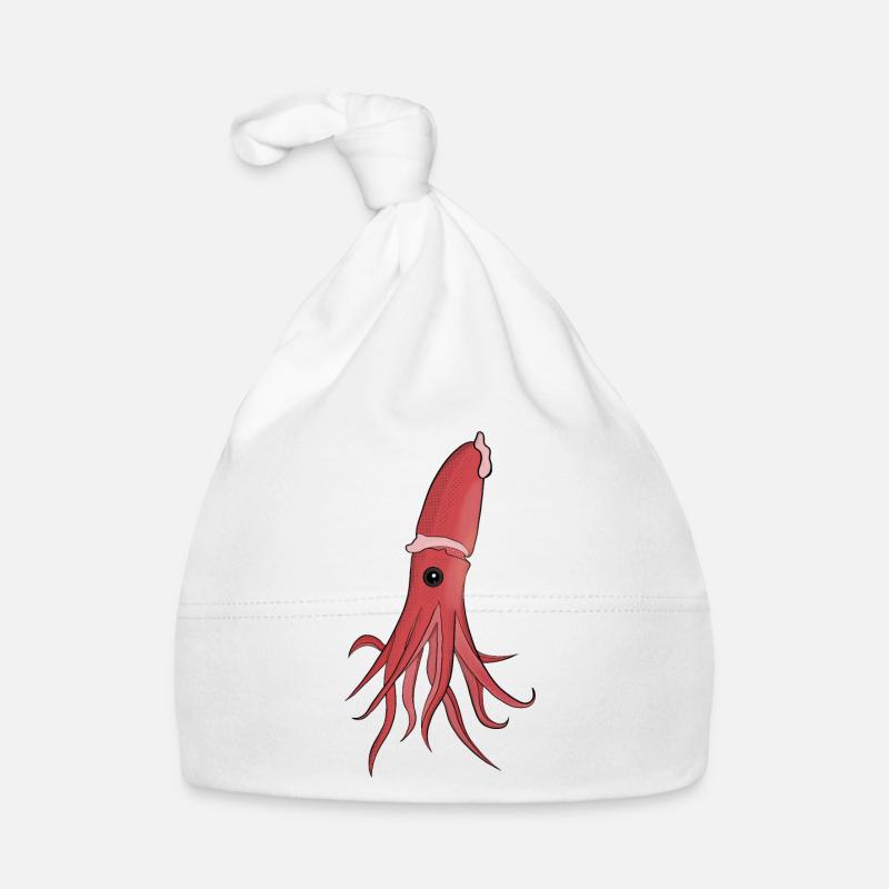 Créatures marines Un beau calmar Bonnet bio Bébé