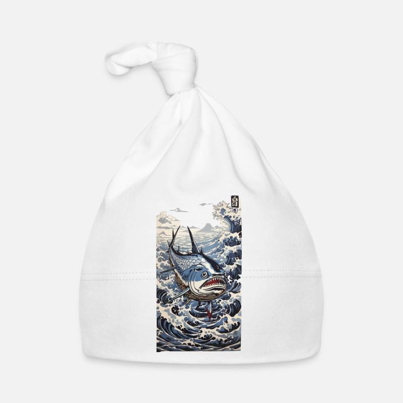 Ukiyo-E Tunfisch Wave Japan Fischfang Kunst Design Baby Bio-Mütze
