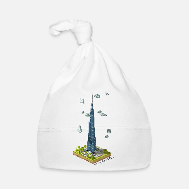 Geometric low poly Burj Khalifa - Organic Baby Cap - white