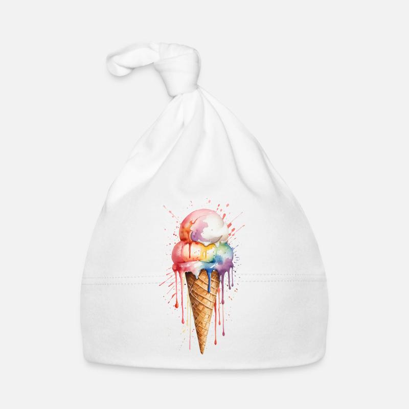 Cornet de crème glacée arc-en-ciel - Gâterie colorée Bonnet bio Bébé
