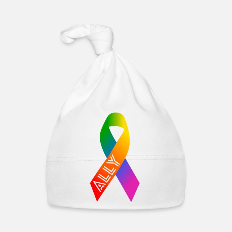 Queer Regenbogen Schleife Friedenszeichen Baby Bio-Mütze