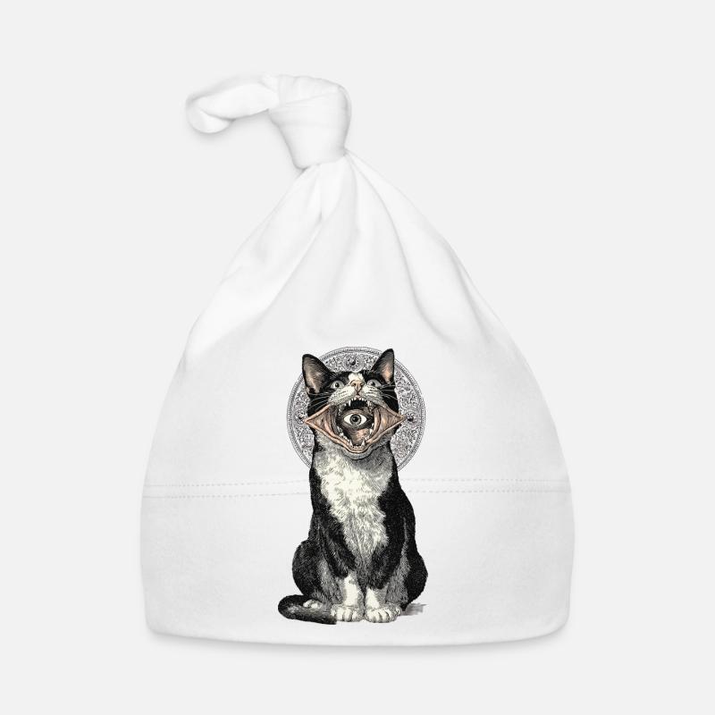 Mystical cat nightmare with an eye Organic Baby Cap