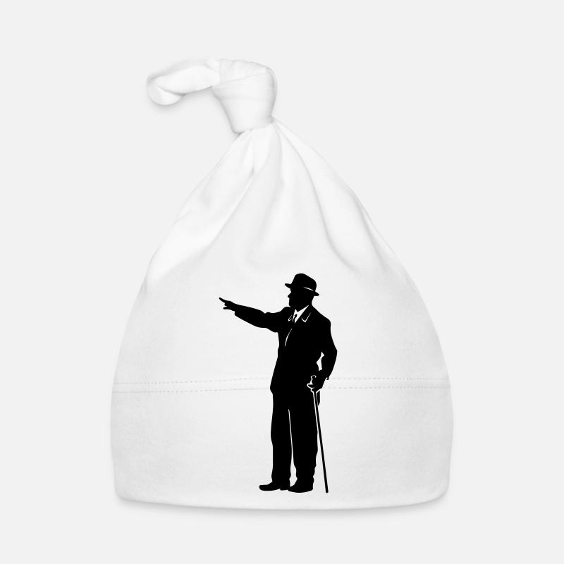 Silhouette de gentleman avec canne - Bonnet bio Bébé - blanc