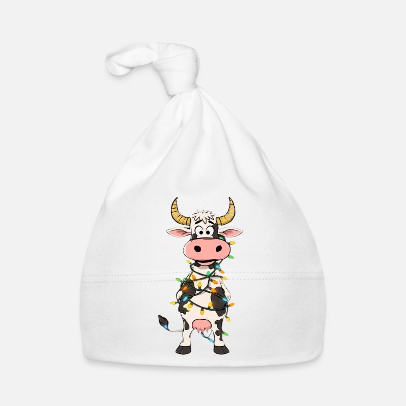 Kuh mit Lichterkette Cartoon Baby Bio-Mütze