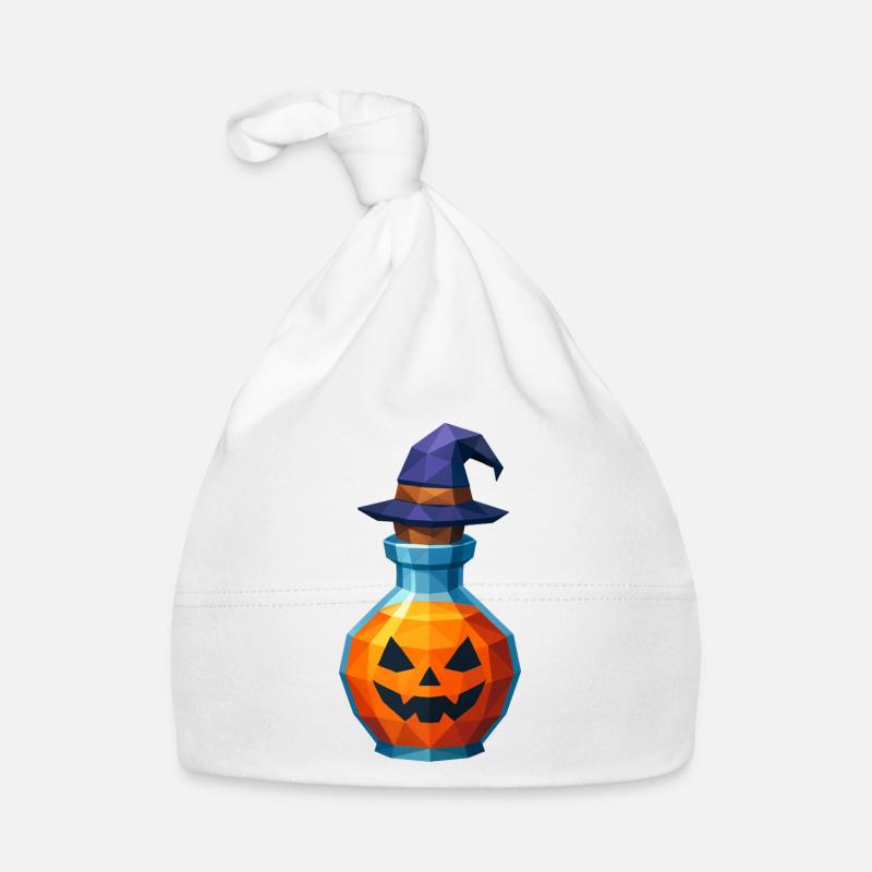 Low poly pumpkin in a witch vial Organic Baby Cap