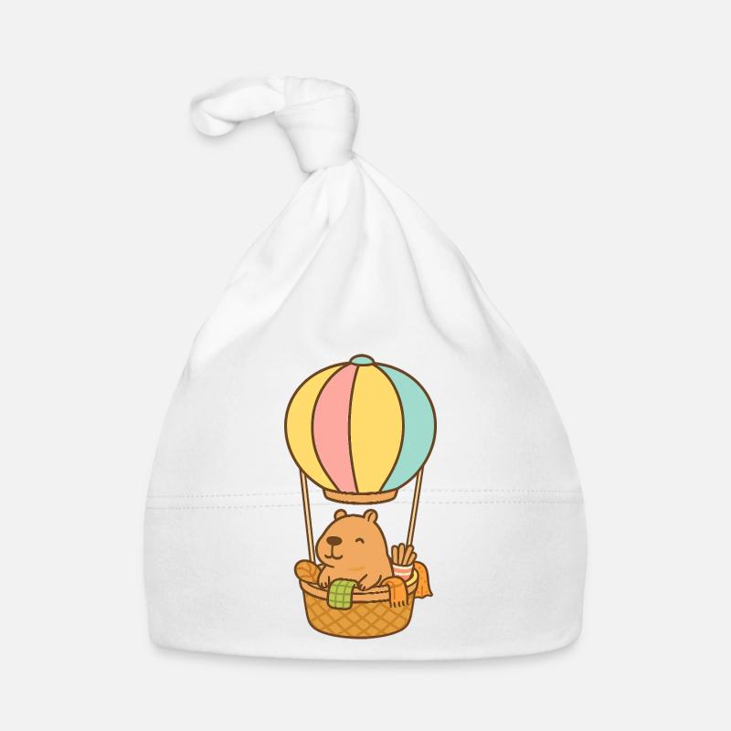 Capybara en montgolfière – doux et détendu 🎈 Bonnet bio Bébé