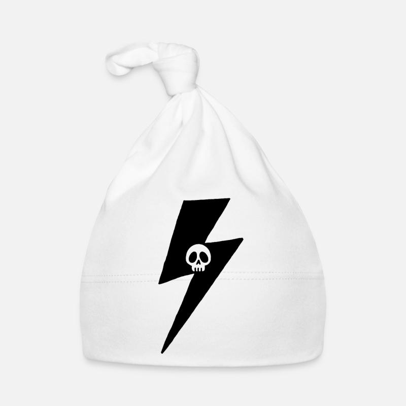 Minimalist Skull Lightning Organic Baby Cap