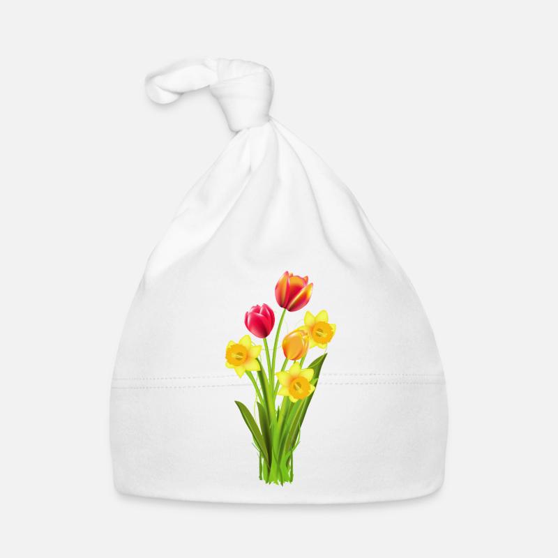 Colorful tulips and daffodils as a spring greeting Organic Baby Cap