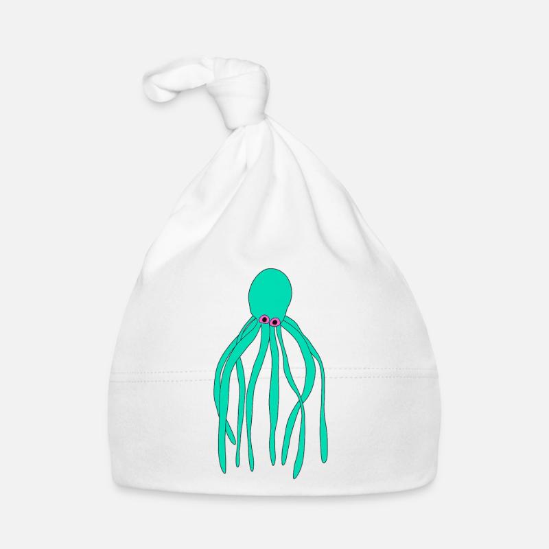 Turquoise Octopus Pop Art Print Organic Baby Cap