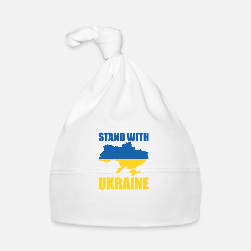 STAND WITH UKRAINE Drapeau De L' Ukraine Soutien - Bonnet bio Bébé - blanc