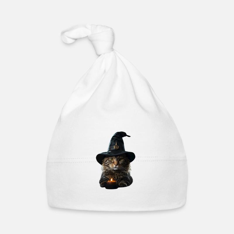 Chat sorcière Halloween Bonnet bio Bébé