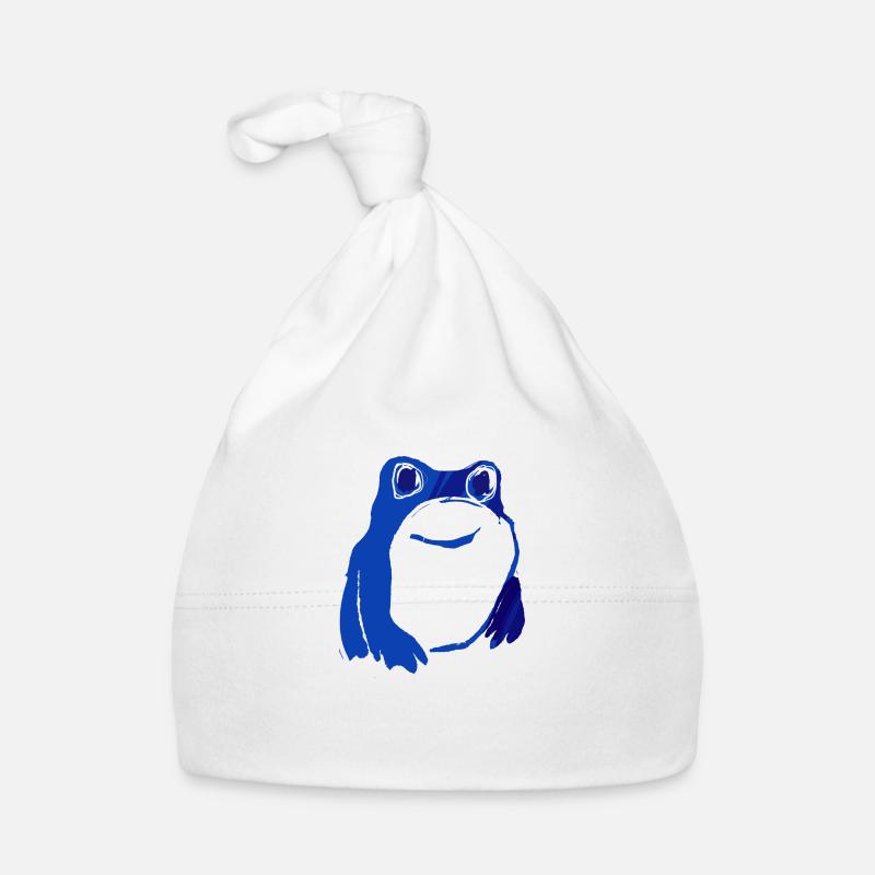 Frosch, blau, illustration, stencil, Tinte Baby Bio-Mütze