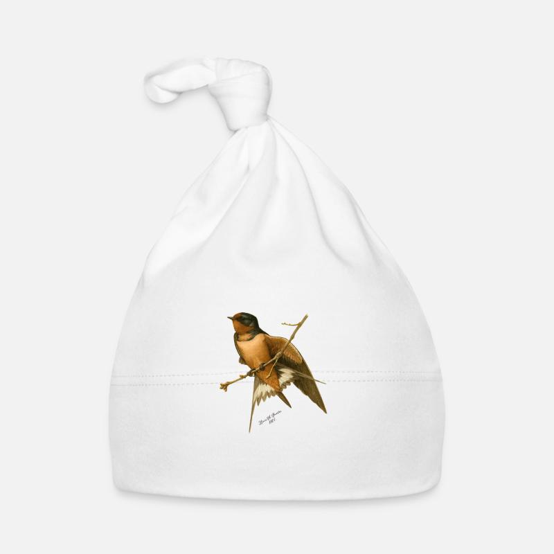 Hirondelle rustique - Hirondelle rustique Hirondelle oiseau - Bonnet bio Bébé - blanc