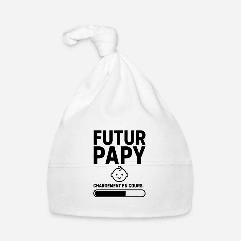 Annonce grossesse Futur papy 2026 Bientôt Papi - Bonnet bio Bébé - blanc