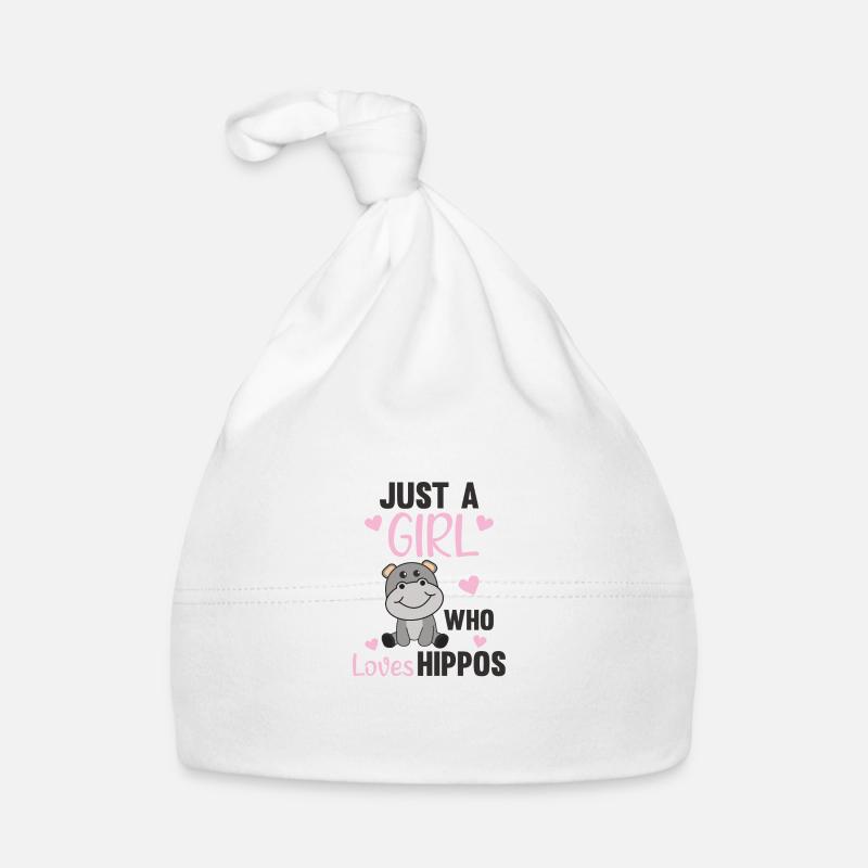 Juste une fille qui aime Hippos doux hippie - Bonnet bio Bébé - blanc