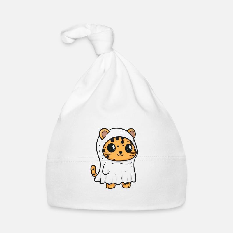 Leopard Halloween Funny Ghost Organic Baby Cap