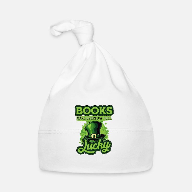 Les livres font que tous les jours se sentent chanceux la Saint-Patrick - Bonnet bio Bébé - blanc