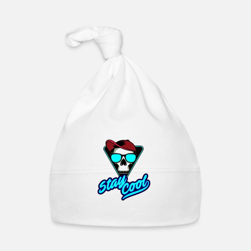 Tête de mort - Bonnet bio Bébé - blanc