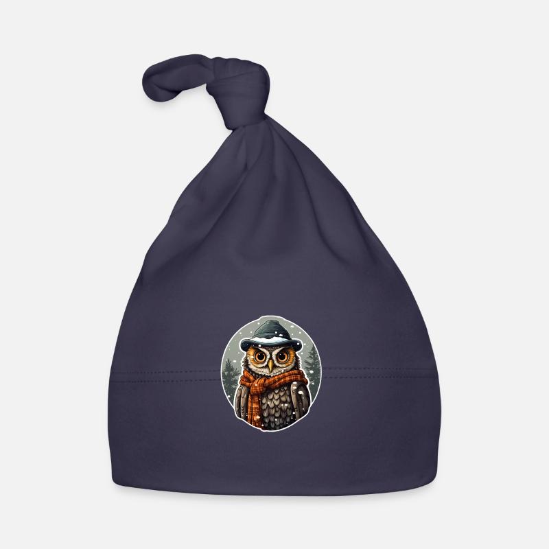 "Snow magic with an owl's view" Organic Baby Cap