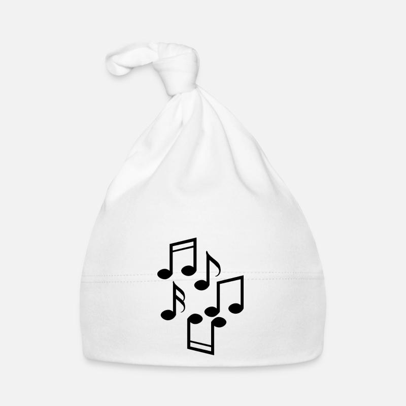 Musical notes - Organic Baby Cap - white