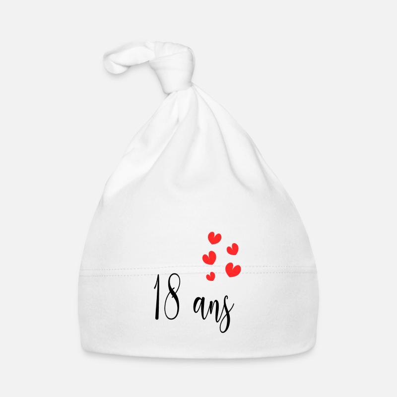 18 ANS. 18e ANNIVERSAIRE. ANNIVERSAIRE 18 ANS. 18 - Bonnet bio Bébé - blanc