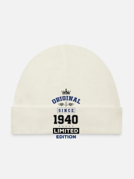 1940 limited edition birthday - Organic Baby Cap - white - Front