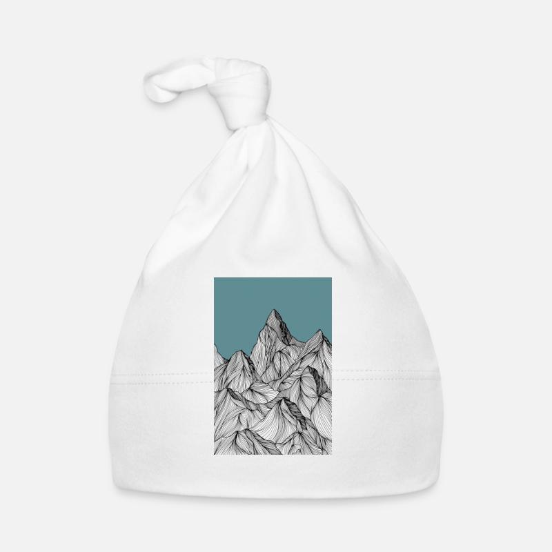 Mountains as a sketch in blue Organic Baby Cap