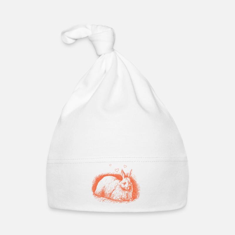 Lapin rétro avec coeurs lapin de Pâques - Bonnet bio Bébé - blanc