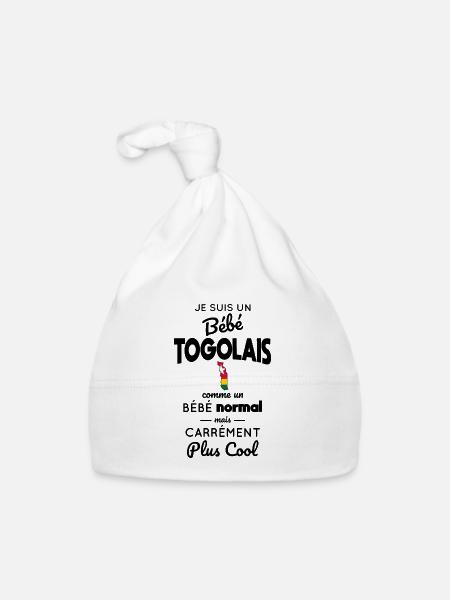 Bébé Togolais comme un Bébé normal mais plus Cool - Bonnet bio Bébé - blanc - Devant
