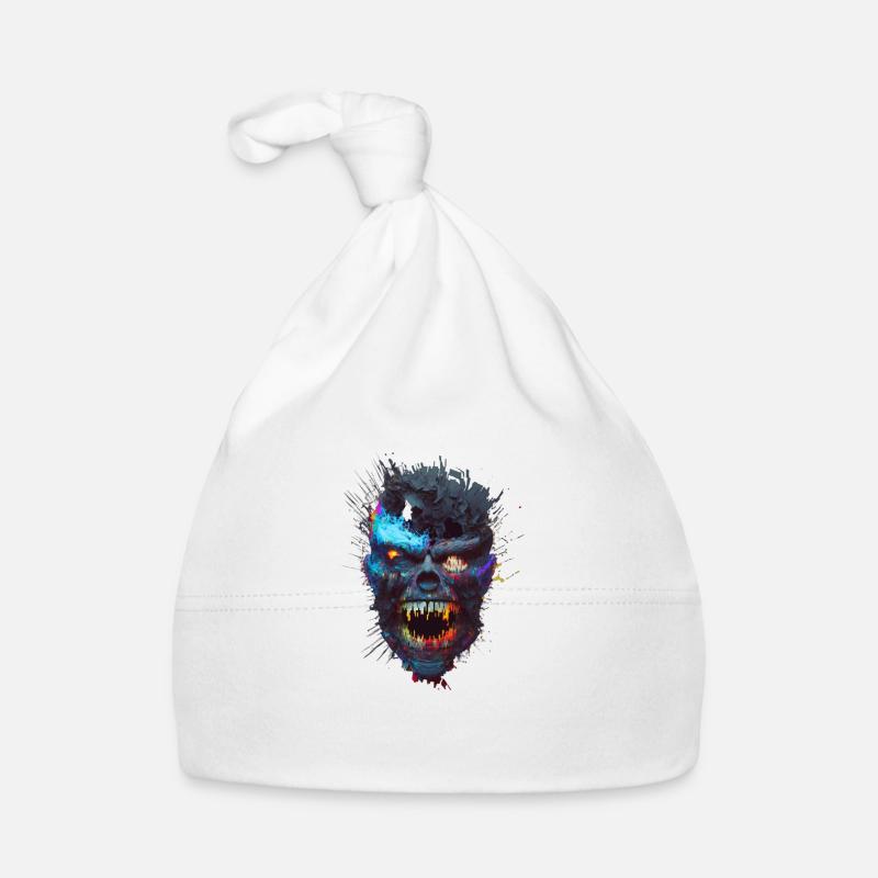 Glitch Monster Skull Organic Baby Cap