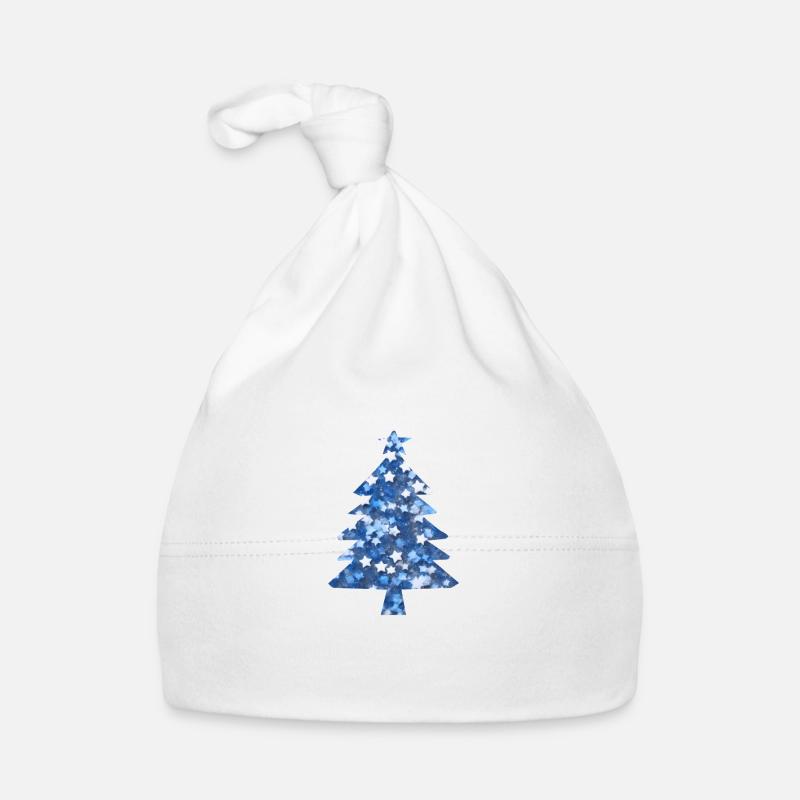 Christmas Tree Blue Glitter Organic Baby Cap