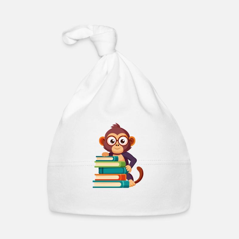Jungle Junior: Playful Monkey Adventure - Bonnet bio Bébé - blanc