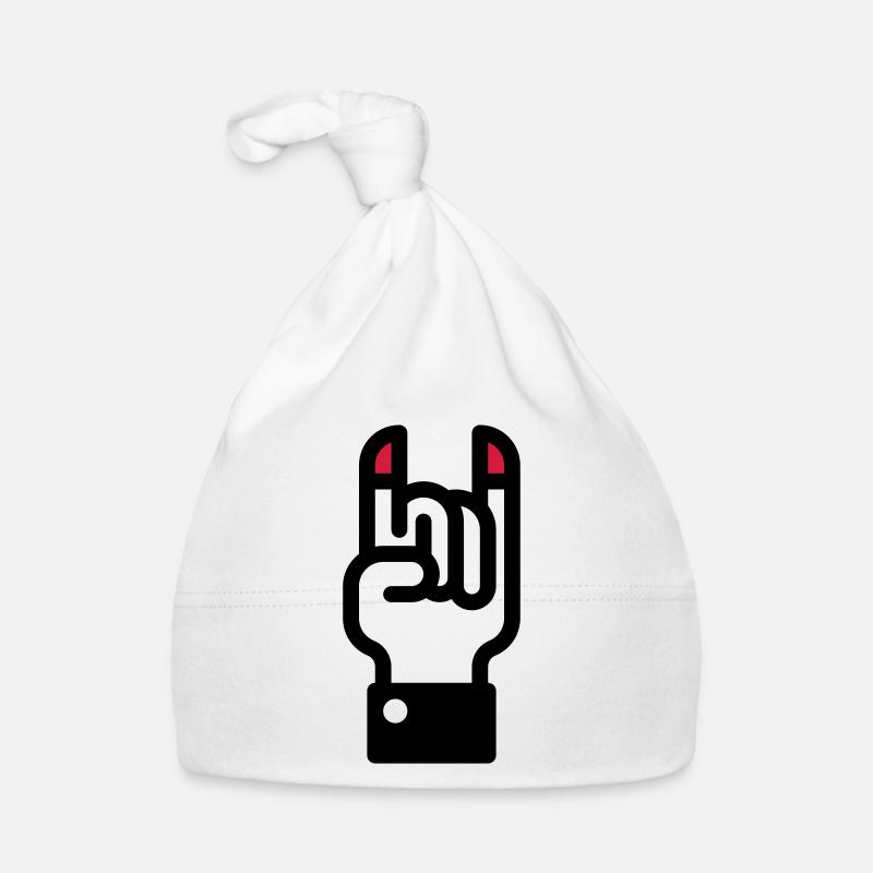 Teufelshörner Handzeichen / Devil's Horns Hand Baby Bio-Mütze