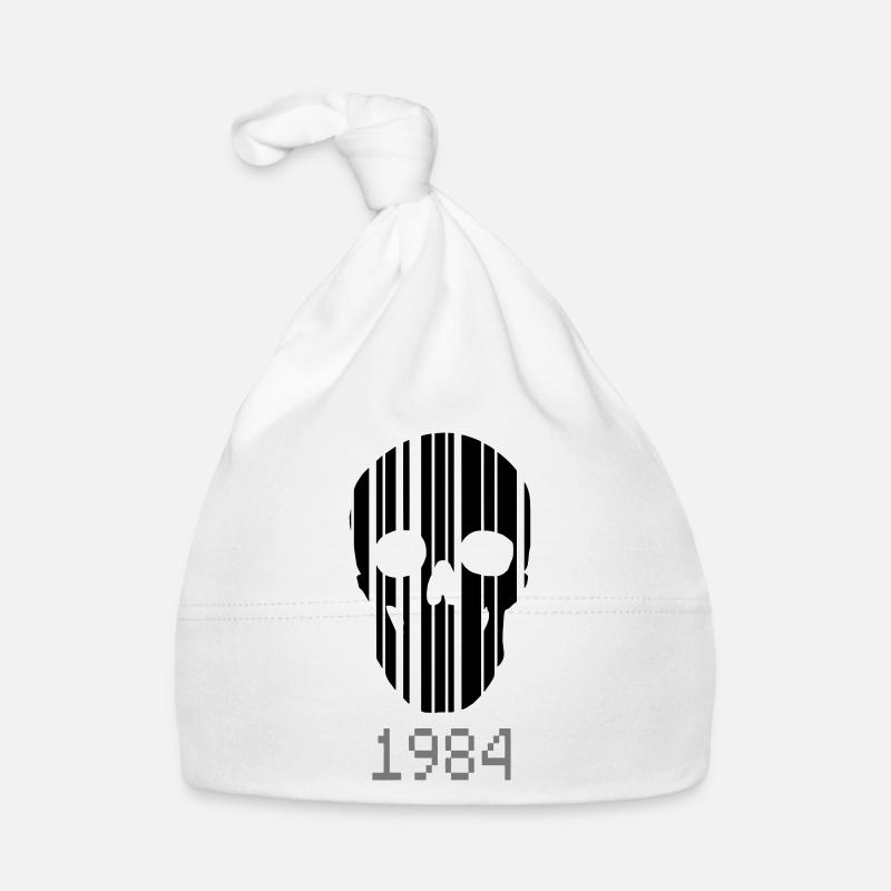 code à barres Crâne 1984 - Bonnet bio Bébé - blanc