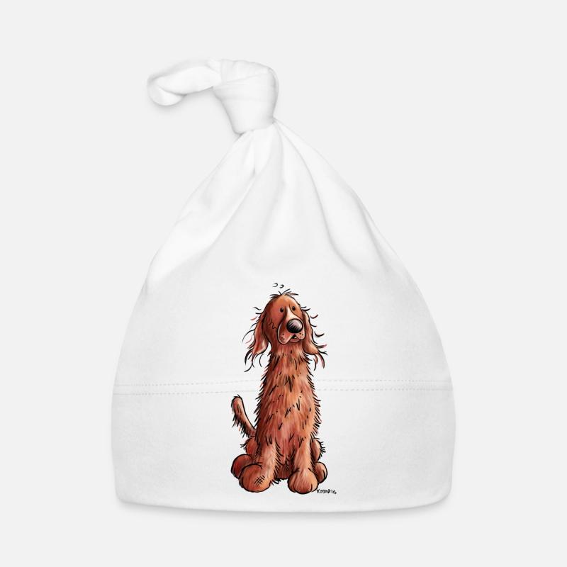 Setter irlandais rouge - Bonnet bio Bébé - blanc