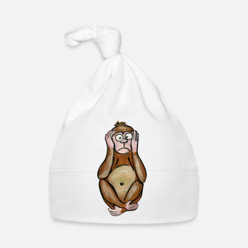 deaf monkey - deaf monkey - tauber affe - scimmia Organic Baby Cap