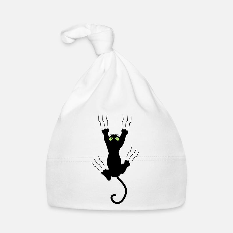 BAD BLACK CAT - Organic Baby Cap - white
