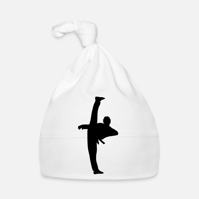 High Kick von Taekwondo oder Karate Schattenfigur Baby Bio-Mütze