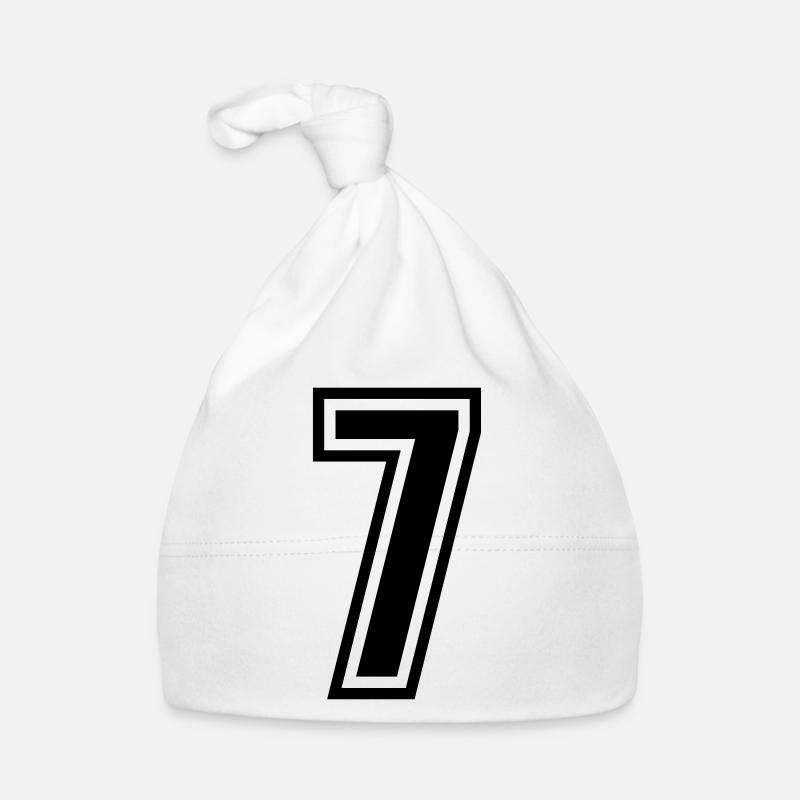 7 - Numéro 7 - Maillot numéro bicolore changement de couleur - Bonnet bio Bébé - blanc