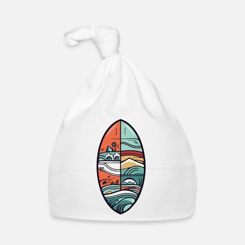Planche de surf - Bonnet bio Bébé - blanc