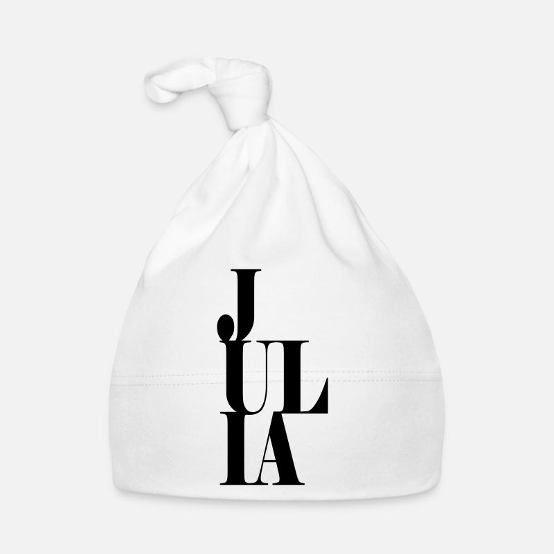Julia Surname First name Modern font Word Art Organic Baby Cap