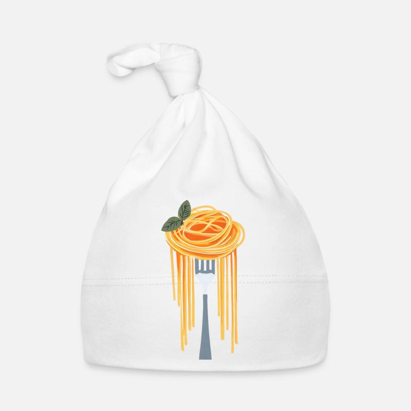 Spaghetti à la fourchette - Bonnet bio Bébé - blanc